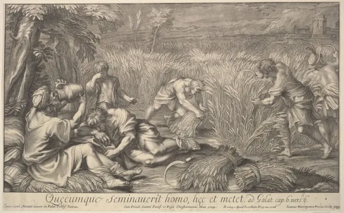 Framed Print : Reapers of grain, 1704. Creator: Giovanni Girolamo Frezza Framed Print : Reapers of grain, 1704. Creator: Giovanni Girolamo Frezza