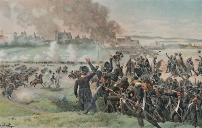 Framed Print : Reappearance of Napoleon on the Field Before Ratisbon, 1809, (1896) Framed Print : Reappearance of Napoleon on the Field Before Ratisbon, 1809, (1896)
