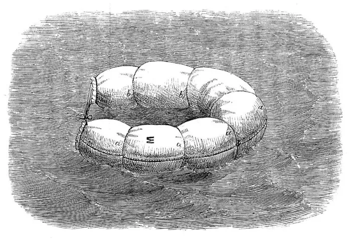 Framed Print : Rear-Admiral Ryder's floating hammocks for saving life at sea, 1871. Creator: Unknown Framed Print : Rear-Admiral Ryder's floating hammocks for saving life at sea, 1871. Creator: Unknown