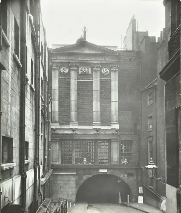Framed Print : Rear entrance to the Royal Society of Arts, Westminster, London, 1936 Framed Print : Rear entrance to the Royal Society of Arts, Westminster, London, 1936