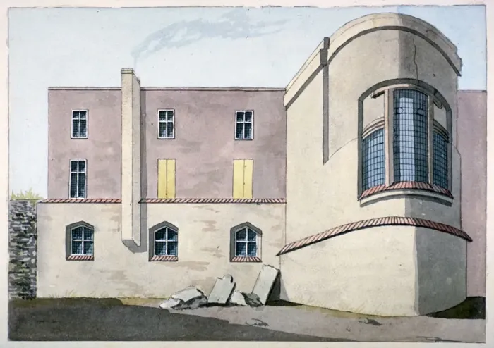 Framed Print : Rear view of Barber Surgeons Hall, Monkwell Street, City of London, c1800 Framed Print : Rear view of Barber Surgeons Hall, Monkwell Street, City of London, c1800