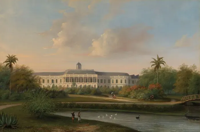 Framed Print : Rear View of Buitenzorg Palace before the Earthquake of 10 October 1834, 1834-1836. Creator: Willem Troost II Framed Print : Rear View of Buitenzorg Palace before the Earthquake of 10 October 1834, 1834-1836. Creator: Willem Troost II