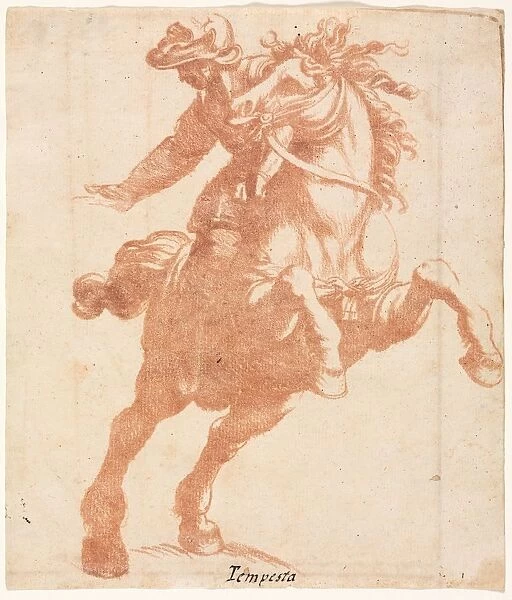 Rearing Horse and Rider, c. 1600. Creator: Antonio Tempesta (Italian, 1555-1630), attributed to