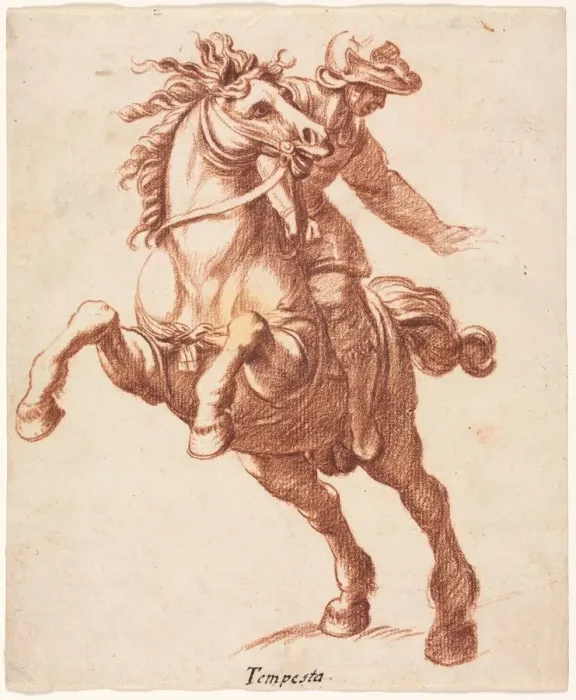 Framed Print : Rearing Horse and Rider, c. 1600?. Creator: Antonio Tempesta (Italian, 1555-1630), attributed to