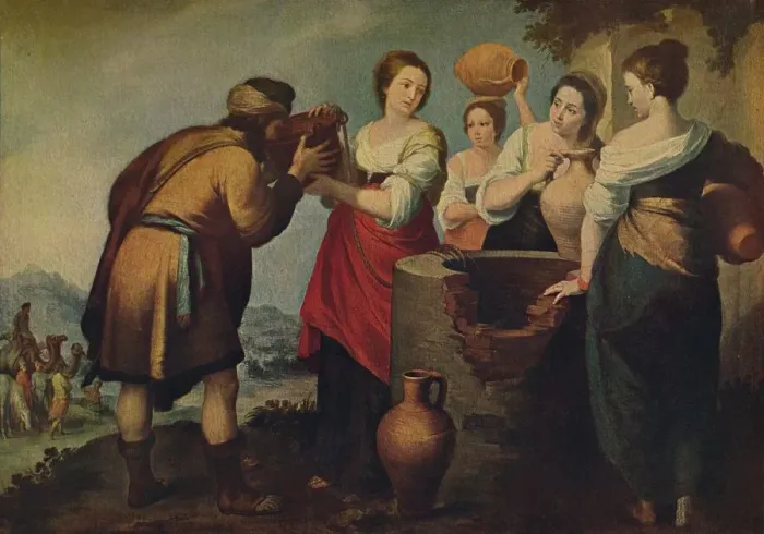 Framed Print : Rebeca Y Eliecer, (Rebecca and Eliezer ), 1652, (c1934). Artist: Bartolome Esteban Murillo Framed Print : Rebeca Y Eliecer, (Rebecca and Eliezer ), 1652, (c1934). Artist: Bartolome Esteban Murillo
