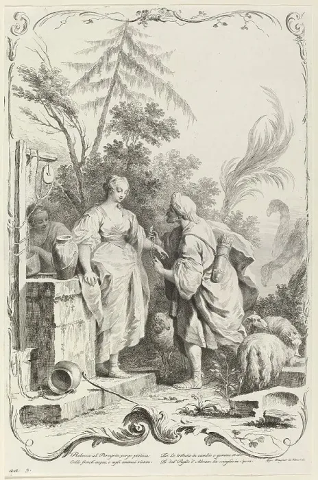 Framed Print : Rebecca at the Well, c. 1745. Creator: Joseph Wagner Framed Print : Rebecca at the Well, c. 1745. Creator: Joseph Wagner