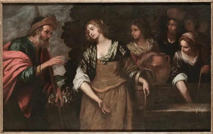 Framed Print : Rebecca at the Well. Creator: De Ferrari, Giovanni Andrea (1598-1669) Framed Print : Rebecca at the Well. Creator: De Ferrari, Giovanni Andrea (1598-1669)