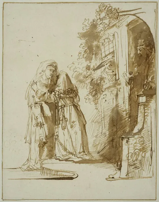 Framed Print : Rebekah's departure. Creator: Rembrandt Harmensz van Rijn Framed Print : Rebekah's departure. Creator: Rembrandt Harmensz van Rijn