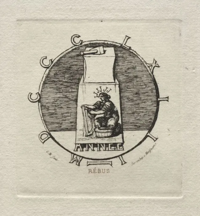 Framed Print : Rebus: Here lies the ancient vendetta, 1863. Creator: Charles Meryon (French Framed Print : Rebus: Here lies the ancient vendetta, 1863. Creator: Charles Meryon (French