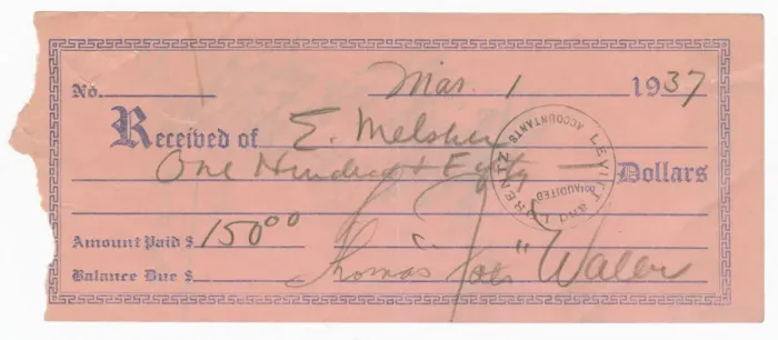 Framed Print : Receipt signed by Fats Waller, March 1, 1937. Creator: Unknown Framed Print : Receipt signed by Fats Waller, March 1, 1937. Creator: Unknown