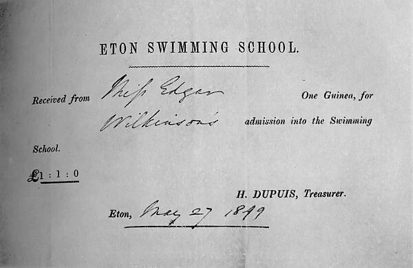 Receipt for Swimming Lessons, 1935
