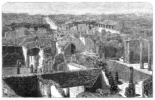 Recent discoveries in the buried city of Pompeii: general view of the excavations, 1864. Creator: Unknown