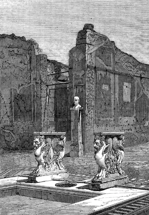 Framed Print : Recent discoveries in the buried city of Pompeii: interior of the house of Cornelius Rufus, 1864. Creator: Unknown Framed Print : Recent discoveries in the buried city of Pompeii: interior of the house of Cornelius Rufus, 1864. Creator: Unknown