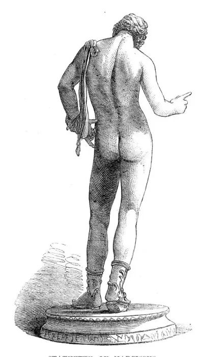 Framed Print : Recent discoveries in the buried city of Pompeii: statuette of Narcissus, 1864. Creator: Unknown Framed Print : Recent discoveries in the buried city of Pompeii: statuette of Narcissus, 1864. Creator: Unknown