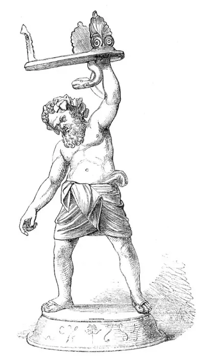 Framed Print : Recent discoveries in the buried city of Pompeii: statuette of Silenus, 1864. Creator: Unknown Framed Print : Recent discoveries in the buried city of Pompeii: statuette of Silenus, 1864. Creator: Unknown