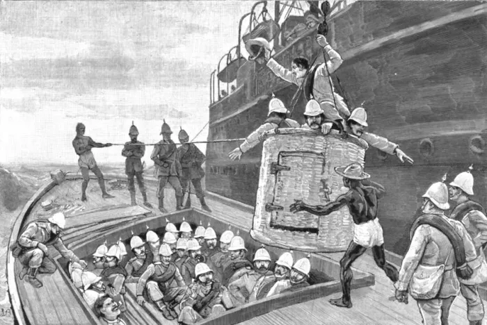 Framed Print : The Recent Disturbances in Zululand; Royal Scots Disembarking at Durban, Natal, 1888. Creator: Unknown Framed Print : The Recent Disturbances in Zululand; Royal Scots Disembarking at Durban, Natal, 1888. Creator: Unknown