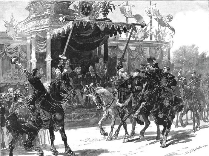 Framed Print : The Recent Festivities at Altenburg- The March Past of Peasents in their National Costumes Before Creator: Unknown Framed Print : The Recent Festivities at Altenburg- The March Past of Peasents in their National Costumes Before Creator: Unknown