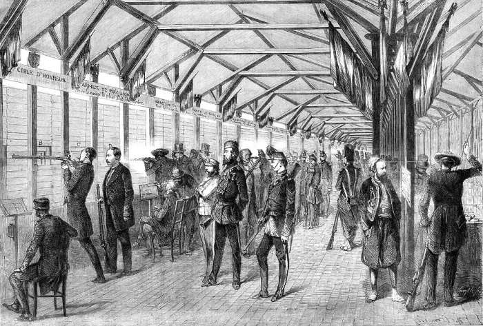 Framed Print : The recent Tir National at Vincennes, near Paris - from a drawing by J. A. Beaucé, 1860. Creator: Smyth Framed Print : The recent Tir National at Vincennes, near Paris - from a drawing by J. A. Beaucé, 1860. Creator: Smyth