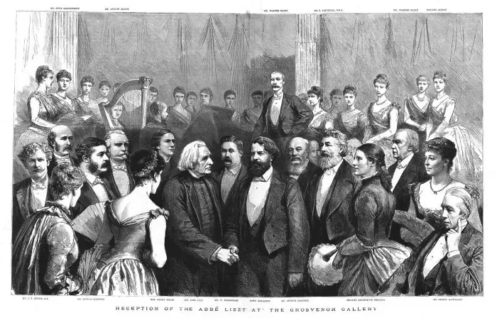 Framed Print : Reception of the Abbe Liszt at the Grosvenor Gallery, 1886. Creator: Unknown Framed Print : Reception of the Abbe Liszt at the Grosvenor Gallery, 1886. Creator: Unknown
