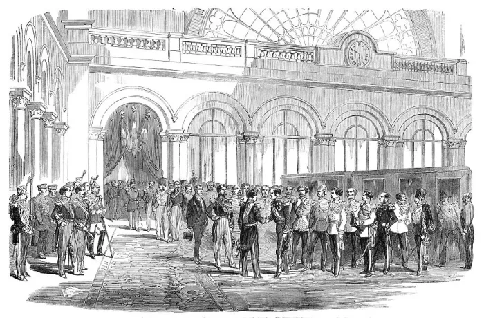 Framed Print : Reception of the Archduke Maximilian of Austria by Prince Napoleon, at the Strasbourg Railway Termin Creator: Unknown Framed Print : Reception of the Archduke Maximilian of Austria by Prince Napoleon, at the Strasbourg Railway Termin Creator: Unknown