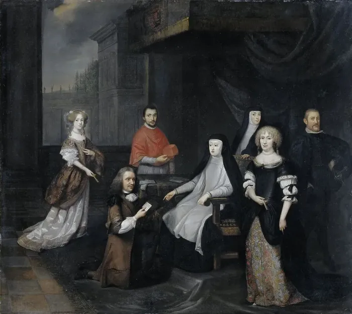 Framed Print : Reception of the Dutch ambassador Hieronymus van Beverningk by the Spanish queen-regent Maria-Anna o Creator: Gaspar Netscher Framed Print : Reception of the Dutch ambassador Hieronymus van Beverningk by the Spanish queen-regent Maria-Anna o Creator: Gaspar Netscher