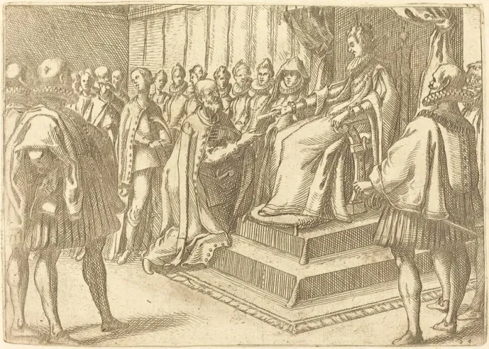 Framed Print : Reception of the Envoy of Poland, 1612. Creator: Jacques Callot Framed Print : Reception of the Envoy of Poland, 1612. Creator: Jacques Callot