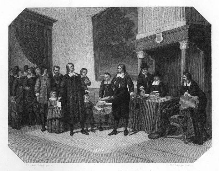 Framed Print : Reception the French Protestants in Amsterdam, late 17th century (c1870). Artist: H Sluyter Framed Print : Reception the French Protestants in Amsterdam, late 17th century (c1870). Artist: H Sluyter