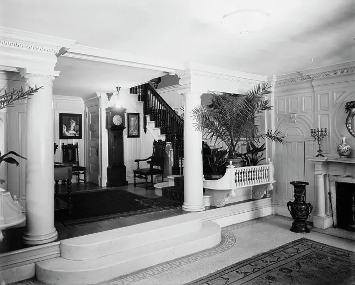 Framed Print : Reception hall, four-story townhouse, possibly New York, N.Y. between 1900 and 1905. Creator: William H. Jackson Framed Print : Reception hall, four-story townhouse, possibly New York, N.Y. between 1900 and 1905. Creator: William H. Jackson