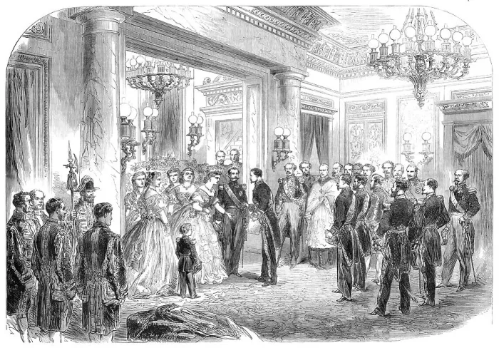 Framed Print : Reception of the King Consort of Spain at the Palace of St. Cloud, 1864. Creator: Mason Jackson Framed Print : Reception of the King Consort of Spain at the Palace of St. Cloud, 1864. Creator: Mason Jackson