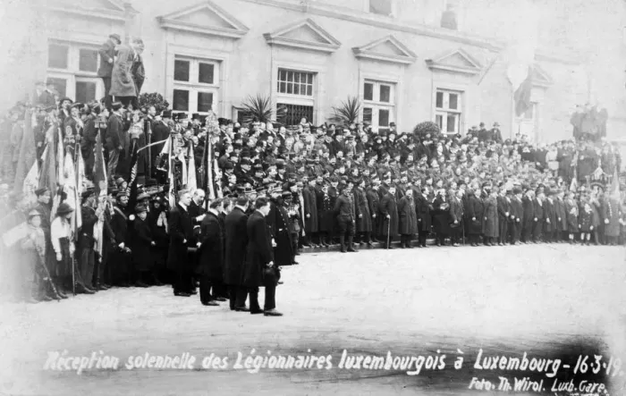 Framed Print : Reception for the Luxembourg Legionnaires, Luxembourg, 16 March 1919. Artist: T Wirol Framed Print : Reception for the Luxembourg Legionnaires, Luxembourg, 16 March 1919. Artist: T Wirol