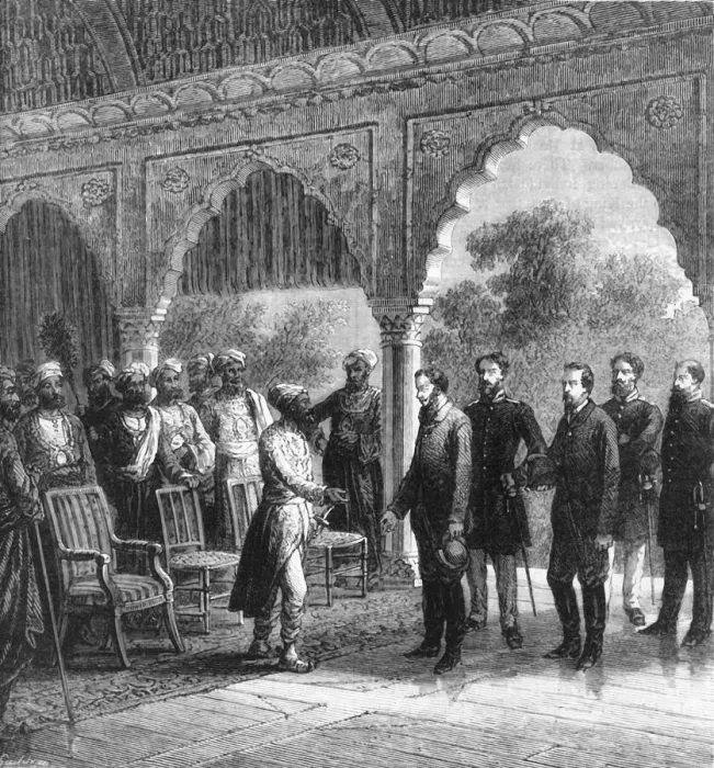 Framed Print : Reception by a Maharajah, c1891. Creator: James Grant Framed Print : Reception by a Maharajah, c1891. Creator: James Grant