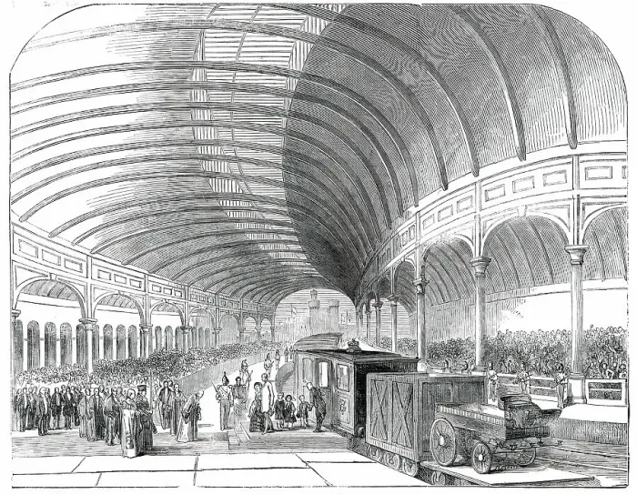 Framed Print : Reception of Her Majesty at the Great Central Railway Station, Newcastle-Upon-Tyne, 1850. Creator: Ebenezer Landells Framed Print : Reception of Her Majesty at the Great Central Railway Station, Newcastle-Upon-Tyne, 1850. Creator: Ebenezer Landells
