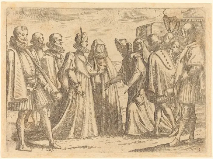 Framed Print : Reception at Mantua, 1612. Creator: Jacques Callot Framed Print : Reception at Mantua, 1612. Creator: Jacques Callot