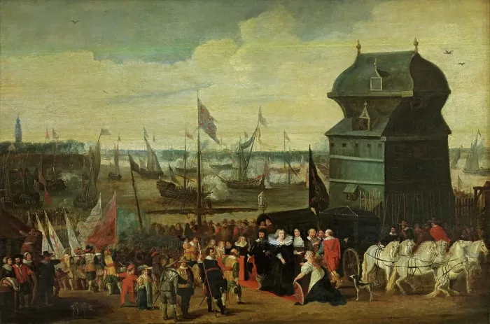 Framed Print : The Reception of Marie de Medici in Antwerp, 1632. Creator: Matheus Vroom Framed Print : The Reception of Marie de Medici in Antwerp, 1632. Creator: Matheus Vroom