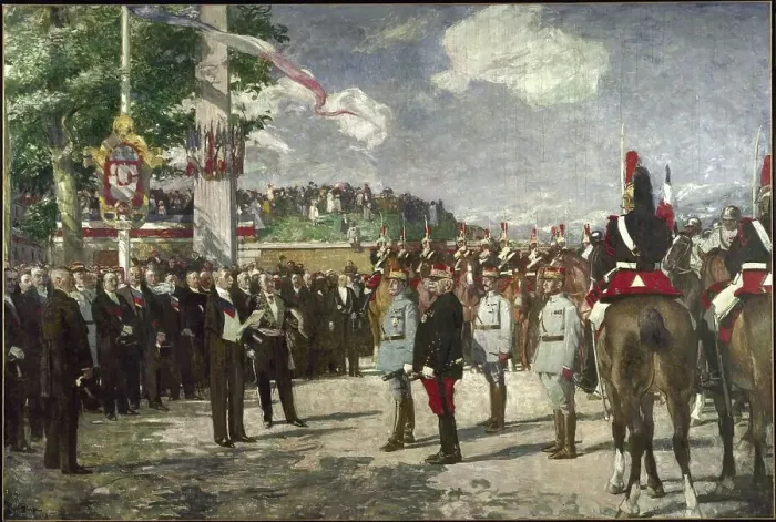 Framed Print : Reception at Porte Maillot of Marshals Foch and Joffre, July 14, 1919, 1923. Creator: Lucien Simon Framed Print : Reception at Porte Maillot of Marshals Foch and Joffre, July 14, 1919, 1923. Creator: Lucien Simon