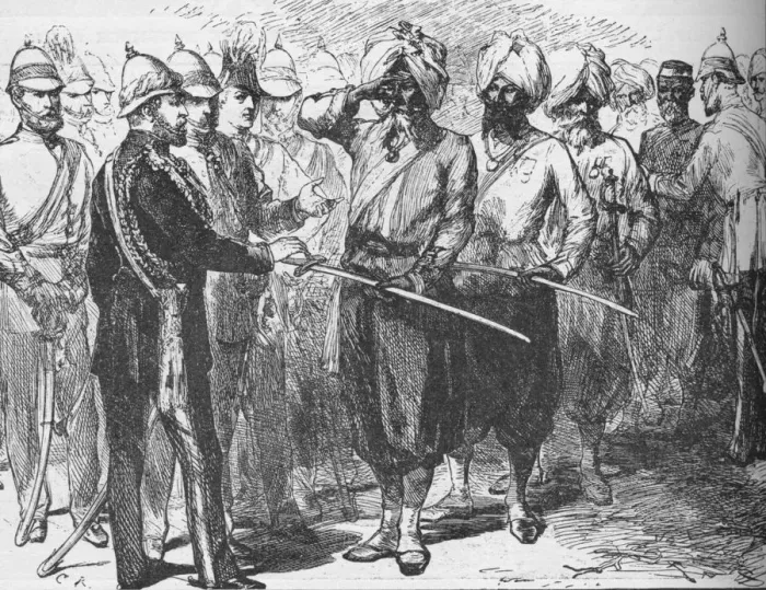 Framed Print : Reception for the survivors of the defence of Lucknow, India, January 1876 (1908) Framed Print : Reception for the survivors of the defence of Lucknow, India, January 1876 (1908)