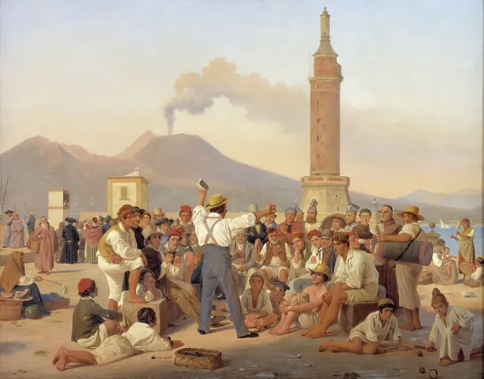 Framed Print : A Reciter of Orlando Furioso at the Molo, Naples, 1839. Creator: Constantin Hansen. A Reciter of Orlando Furioso at the Molo, Naples, 1839. Creator: Constantin Hansen Framed Print : A Reciter of Orlando Furioso at the Molo, Naples, 1839. Creator: Constantin Hansen. A Reciter of Orlando Furioso at the Molo, Naples, 1839. Creator: Constantin Hansen