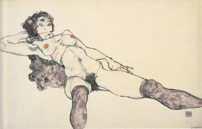 Framed Print : Reclined female nude with spreaded legs, 1914. Artist: Schiele, Egon (1890-1918) Framed Print : Reclined female nude with spreaded legs, 1914. Artist: Schiele, Egon (1890-1918)