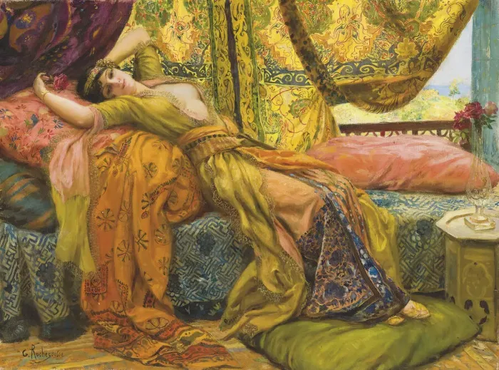 Framed Print : Reclining Beauty. Creator: Rochegrosse, Georges Antoine (1859-1938) Framed Print : Reclining Beauty. Creator: Rochegrosse, Georges Antoine (1859-1938)