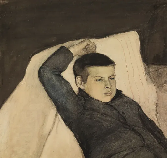Framed Print : Reclining Boy, 1892. Creator: Magnus Enckell Framed Print : Reclining Boy, 1892. Creator: Magnus Enckell