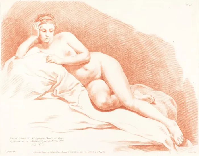 Framed Print : Reclining Female Nude, 1771. Creator: Louis Marin Bonnet Framed Print : Reclining Female Nude, 1771. Creator: Louis Marin Bonnet