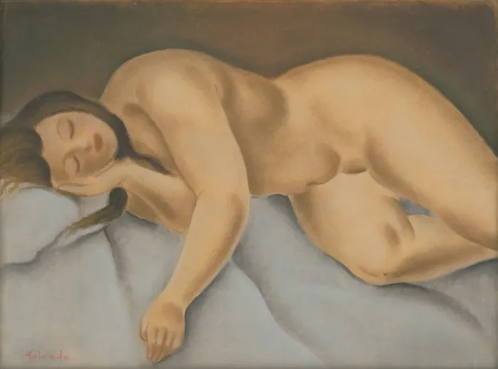 Framed Print : A reclining female nude, 1926. Creator: Mikulas Galanda Framed Print : A reclining female nude, 1926. Creator: Mikulas Galanda