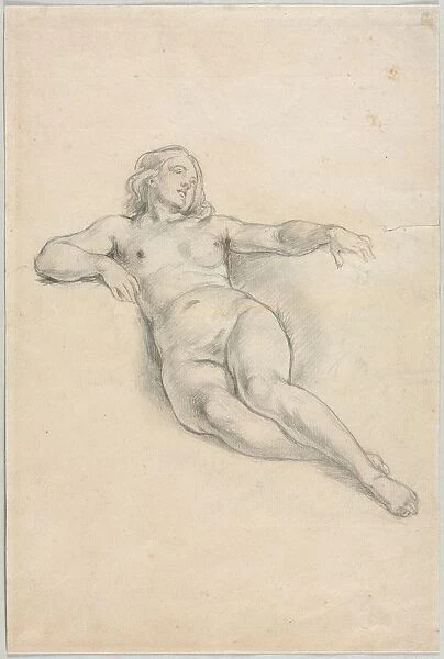 Reclining Female Nude (recto); Various Sketches of Figures and Plants (verso), 19th century