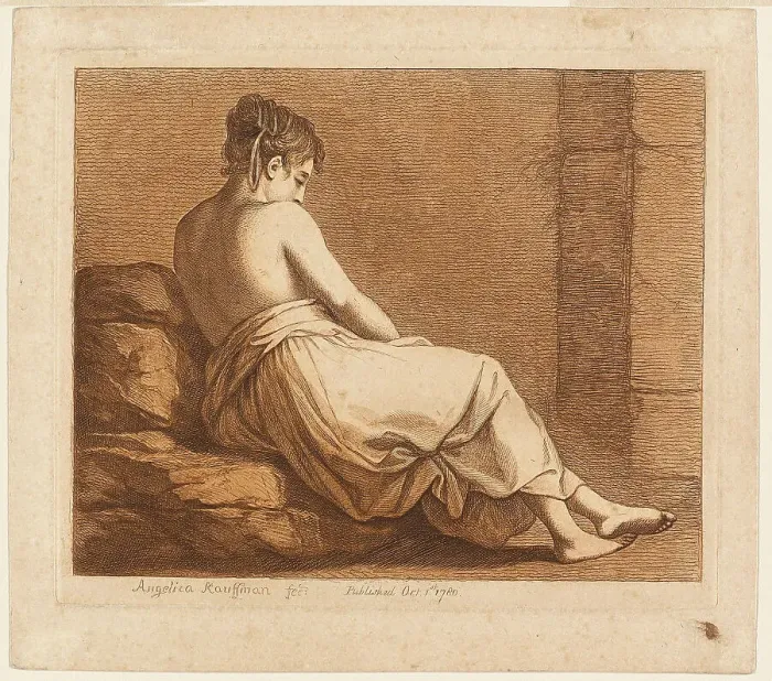 Framed Print : Reclining Girl Seen from the Back, 1780. Creator: Angelica Kauffman Framed Print : Reclining Girl Seen from the Back, 1780. Creator: Angelica Kauffman