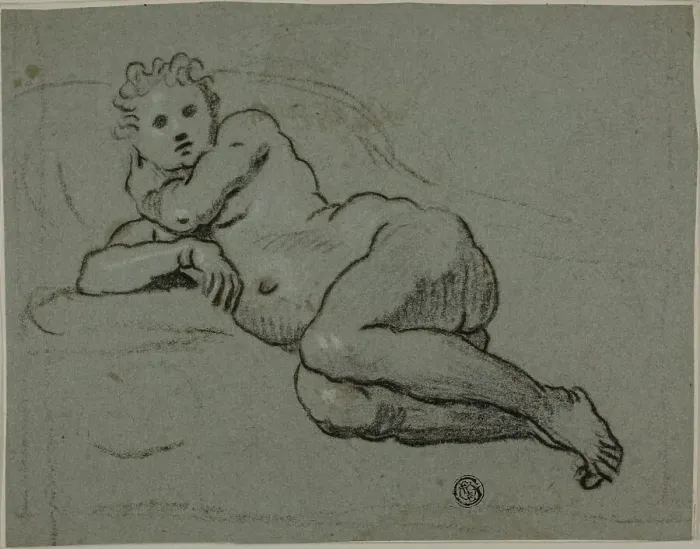 Framed Print : Reclining Nude, 1600 / 20. Creators: Domenico Tintoretto, Workshop of Tintoretto Framed Print : Reclining Nude, 1600 / 20. Creators: Domenico Tintoretto, Workshop of Tintoretto