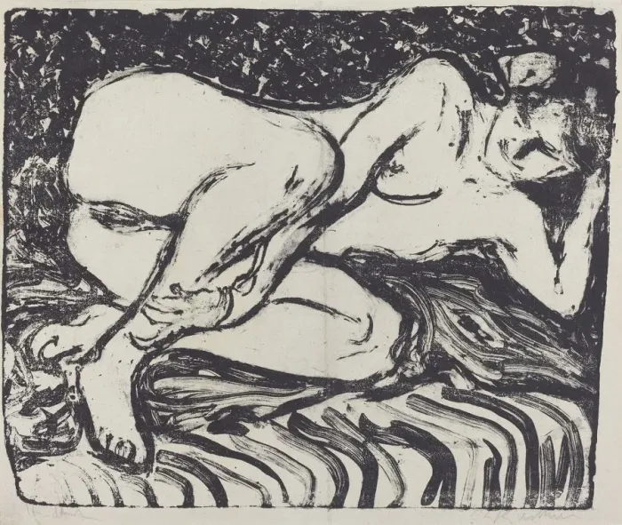 Framed Print : Reclining Nude, 1907. Creator: Ernst Kirchner Framed Print : Reclining Nude, 1907. Creator: Ernst Kirchner