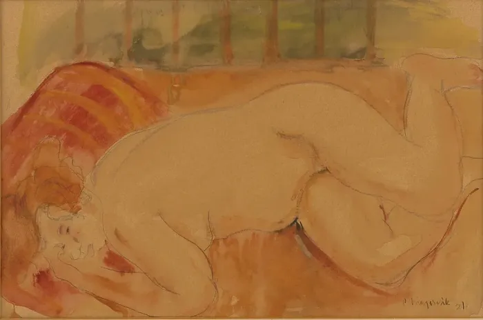 Framed Print : A reclining nude, 1931. Creator: Cyprian Majernik Framed Print : A reclining nude, 1931. Creator: Cyprian Majernik