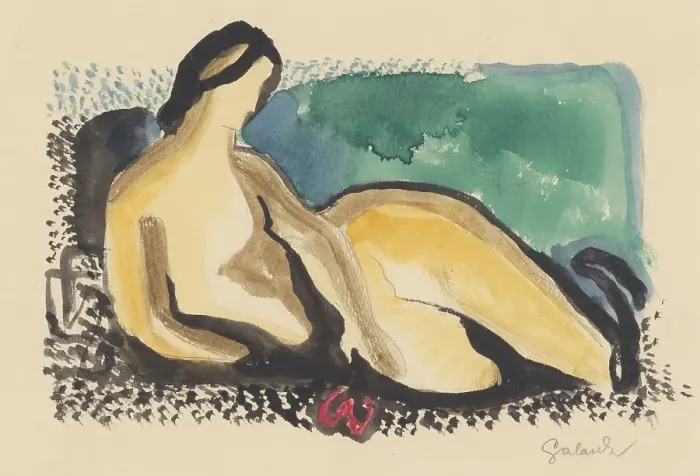 Framed Print : A reclining nude, 1934-1935. Creator: Mikulas Galanda Framed Print : A reclining nude, 1934-1935. Creator: Mikulas Galanda