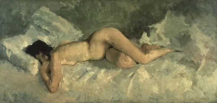 Framed Print : Reclining nude, ca 1887. Artist: Breitner, George Hendrik (1857-1923) Framed Print : Reclining nude, ca 1887. Artist: Breitner, George Hendrik (1857-1923)
