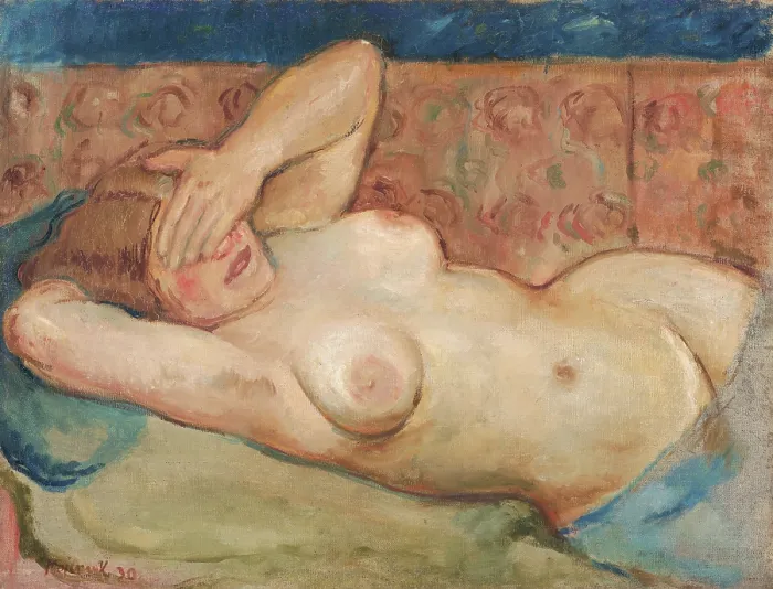 Framed Print : Reclining Nude (Shy), 1930. Creator: Cyprian Majernik Framed Print : Reclining Nude (Shy), 1930. Creator: Cyprian Majernik
